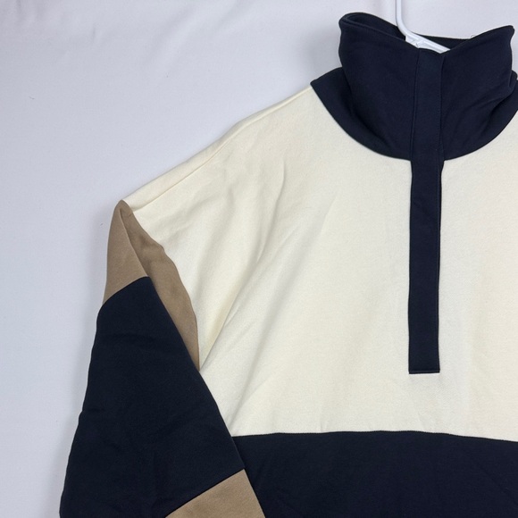Men's Colorblock Sweater - Navy, Cream, and Tan - Picture 2 of 10